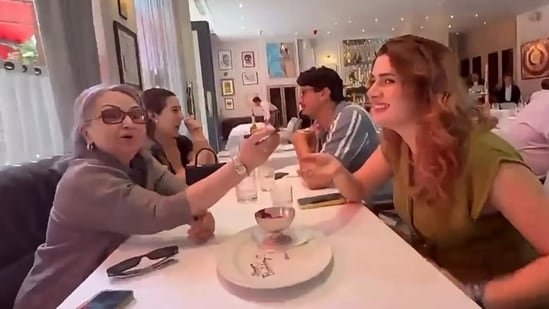 Sara Ali Khan cheers as Sharmila Tagore feeds Pak actor Kubra Khan dessert on her birthday. Watch