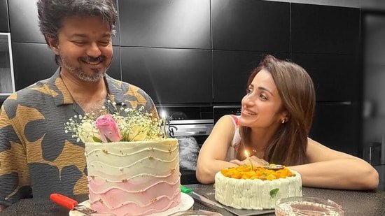 Trisha Krishnan can’t take eyes off Vijay as he celebrates his 52nd birthday with her; pens sweet message for him